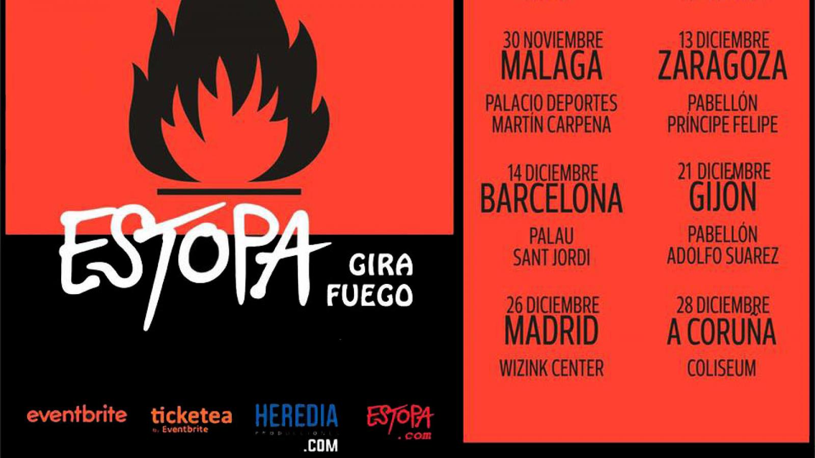 Estopa anuncia las primeras fechas de su gira Fuego para finales del año 2019