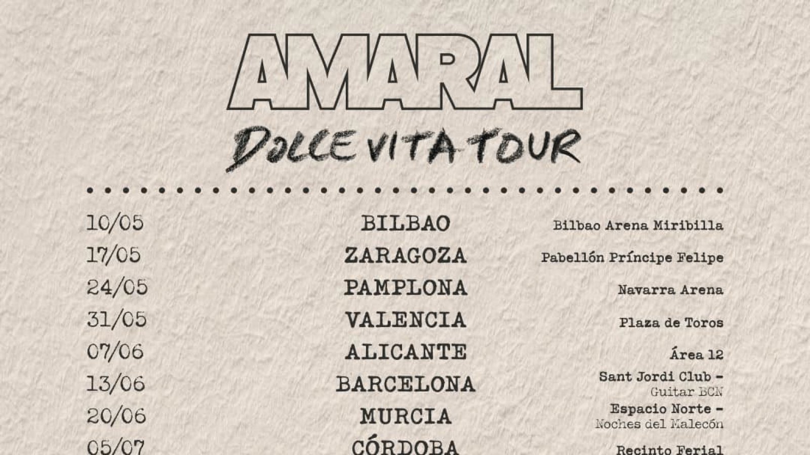 Amaral ha anunciado las primeras actuaciones de la gira Dolce Vita