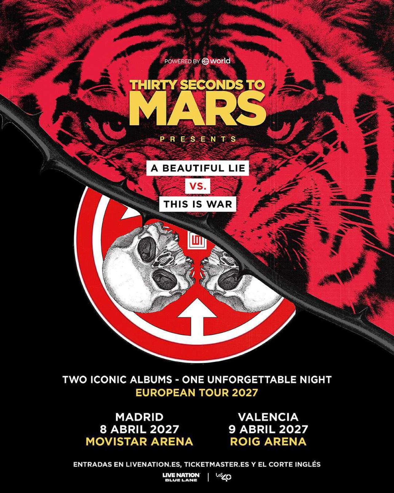 Thirty Seconds To Mars: Duelo de titanes en Madrid y Valencia para 2027