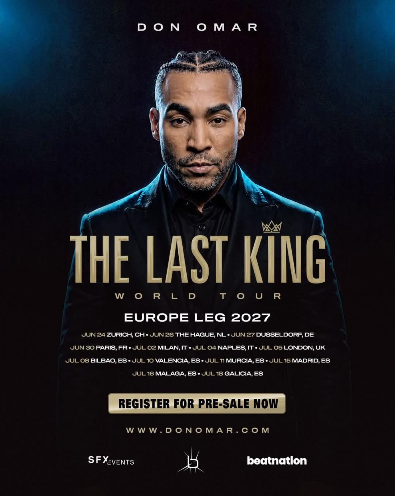 Don Omar confirma su regreso a España con seis conciertos en el verano de 2027