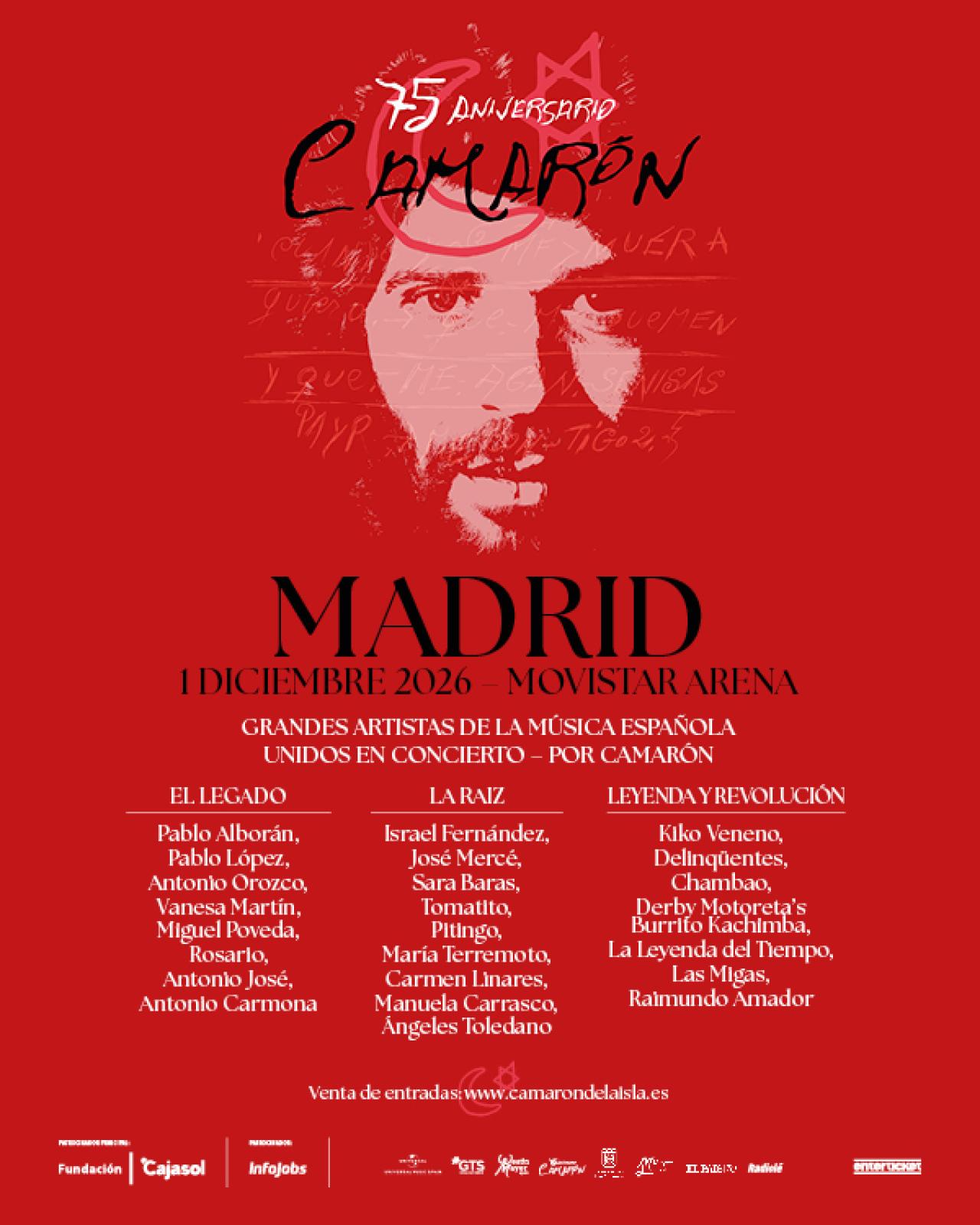 Un cartel de escándalo para los 75 años de Camarón: veinticuatro artistas en una sola noche en Madrid
