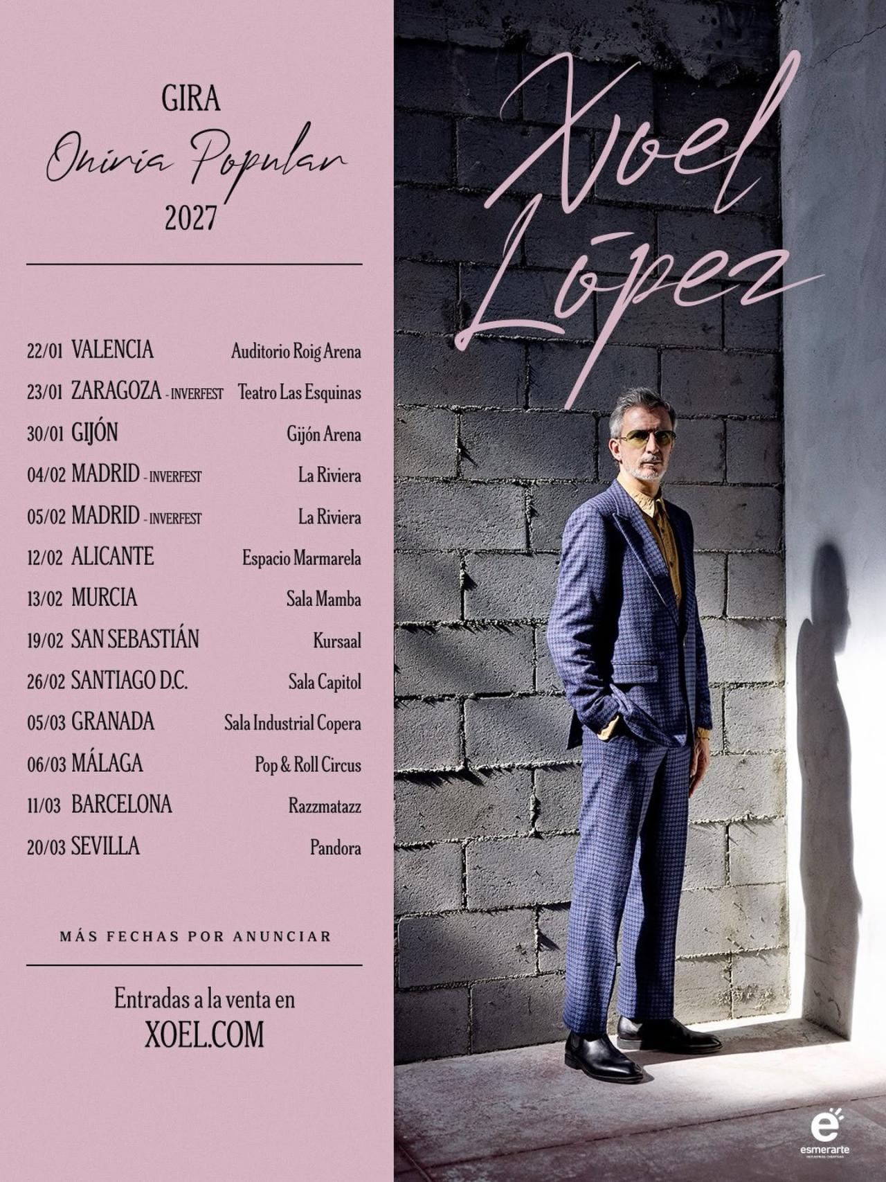Xoel López anuncia Oniria Popular, su gira de salas de 2027 con trece conciertos
