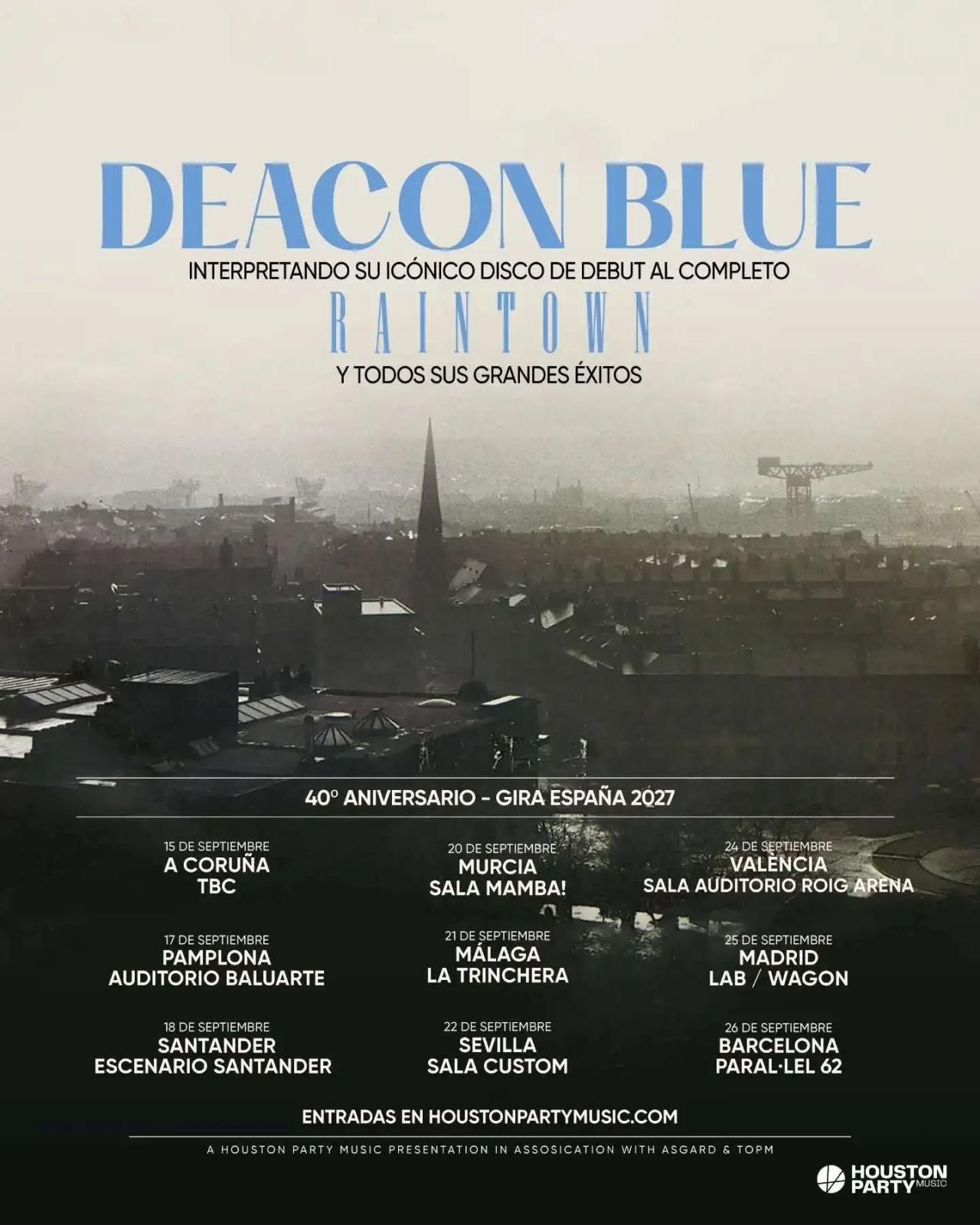 Deacon Blue celebrará los 40 años de «Raintown» con nueve conciertos en España en 2027