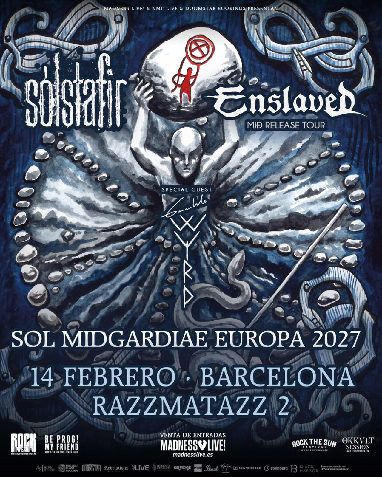 Enslaved y Sólstafir unirán fuerzas en Barcelona con Gaahls Wyrd en 2027