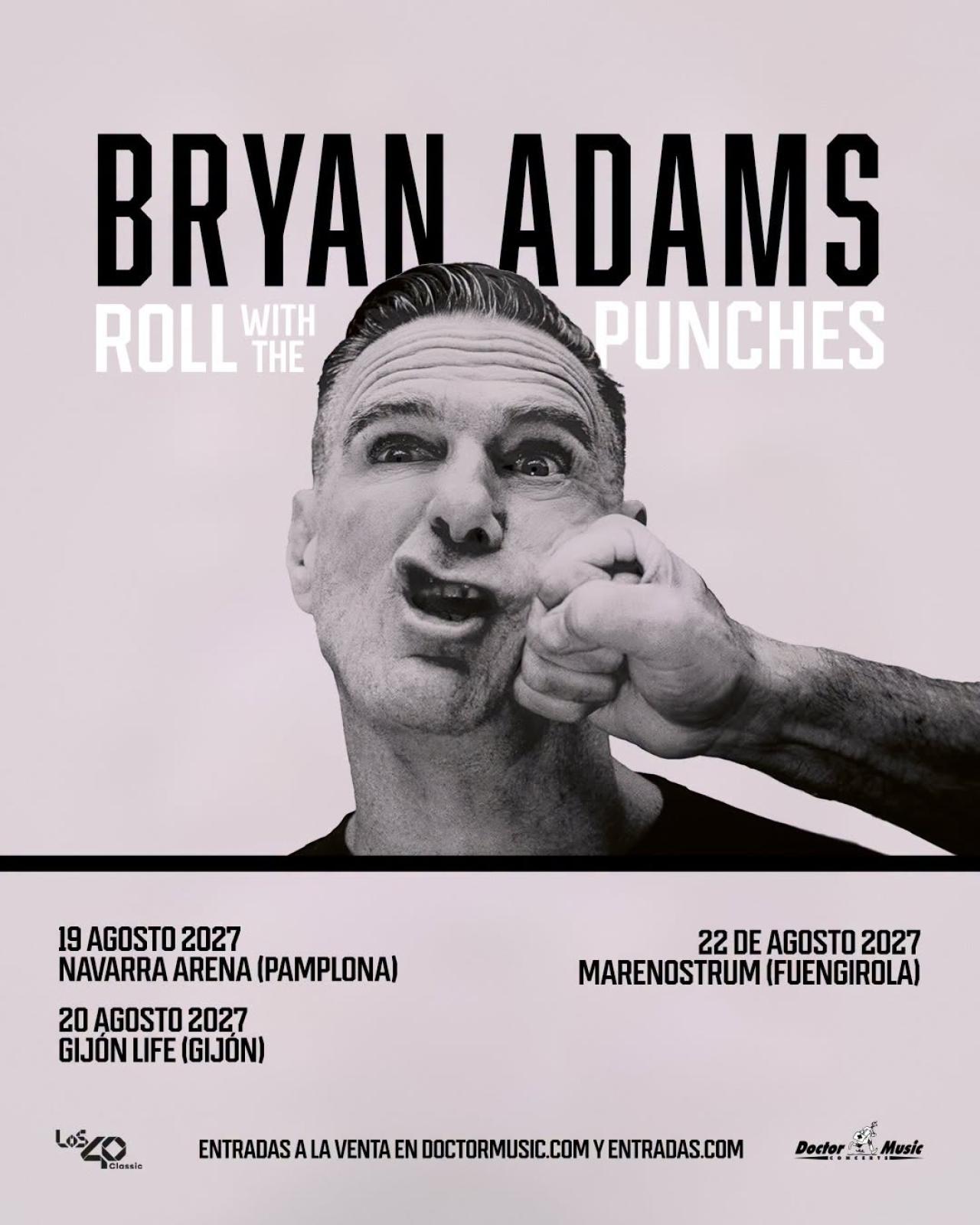 Bryan Adams anuncia tres conciertos en España para agosto de 2027: Pamplona, Gijón y Fuengirola