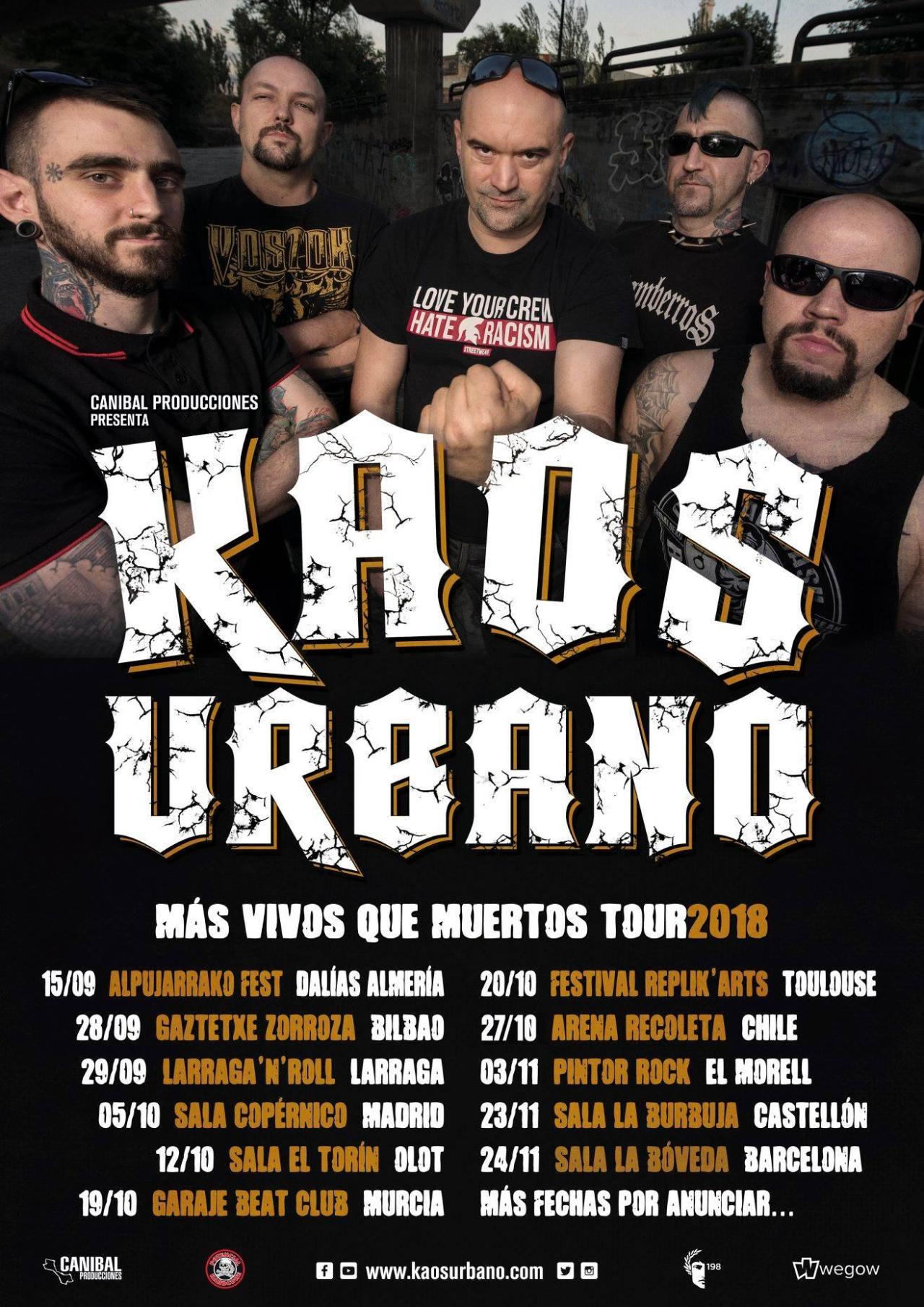 La gira 2018 de Kaos Urbano presentando "Mas vivos que muertos"