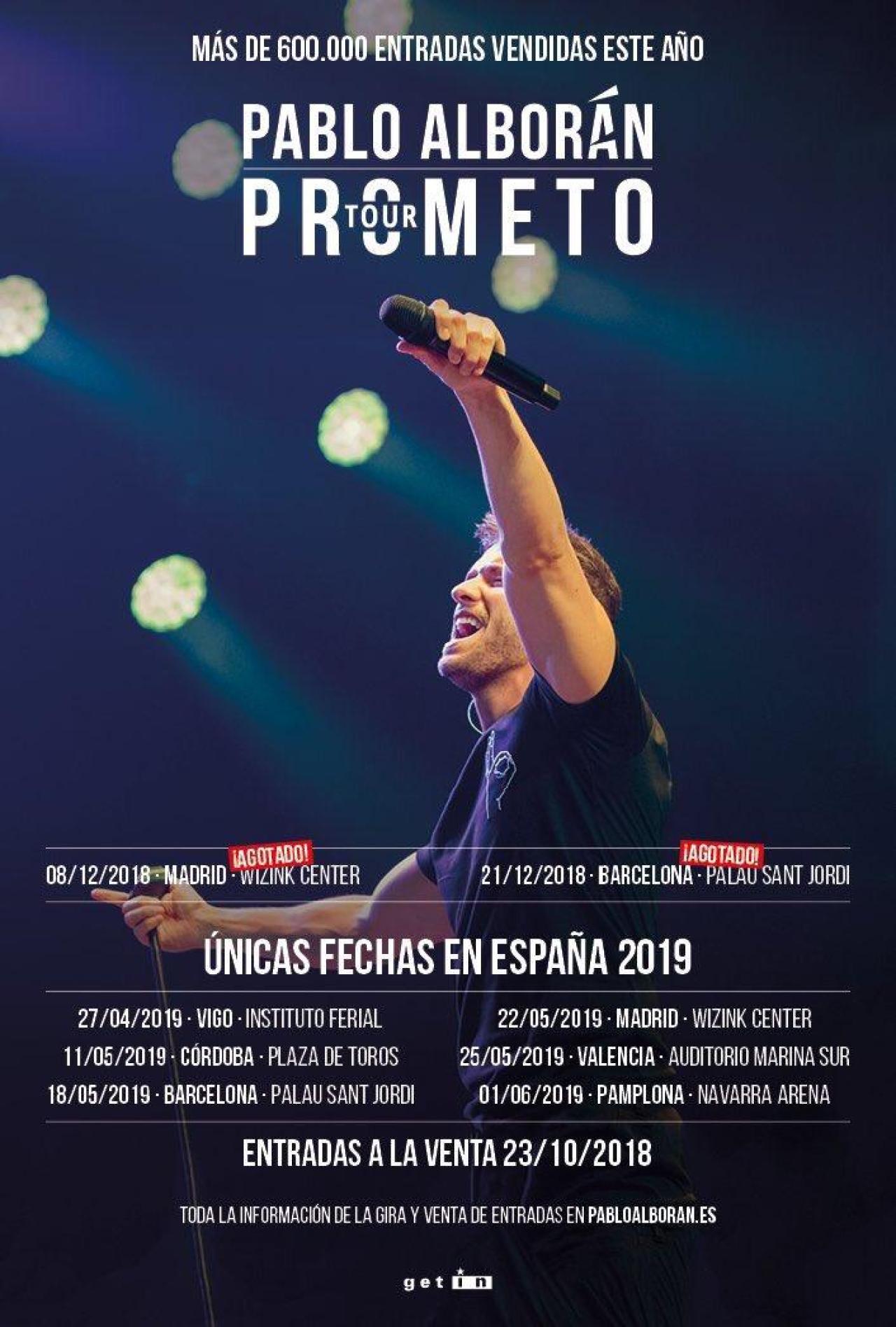 Pablo Alborán anuncia nuevas fechas en Barcelona y Granada dentro de su gira #PrometoTour2018