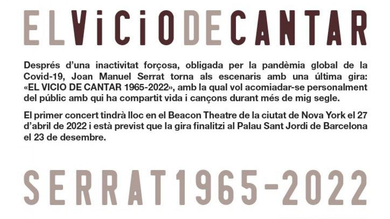 Joan Manuel Serrat anuncia gira despedida en el año 2022