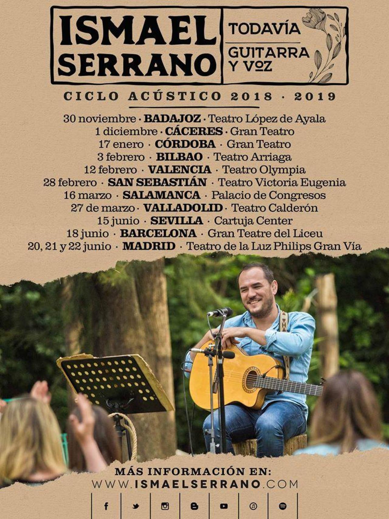 Ismael Serrano anuncia nuevos conciertos en Madrid, Badajoz, Málaga, Alicante o Gijón