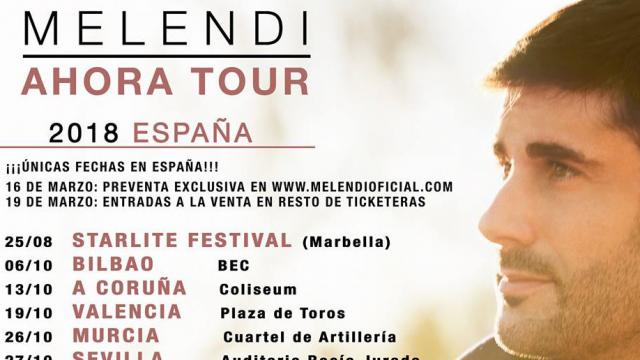 Melendi anuncia las primeras fechas de Ahora Tour 2018