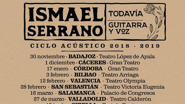 Fechas de gira de Ismael Serrano presentando Todavía