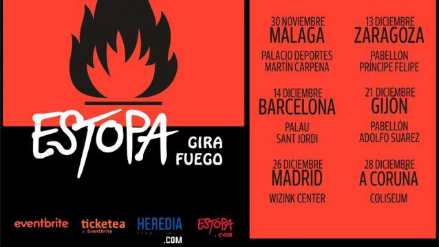 Estopa anuncia las primeras fechas de su gira Fuego para finales del año 2019