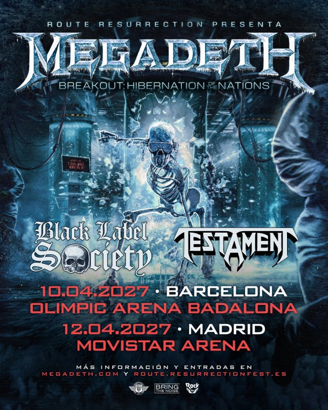 Megadeth se despide de España en 2027 con dos conciertos en Barcelona y Madrid