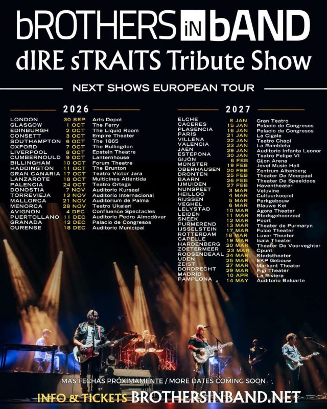 bROTHERS iN bAND gira por España con su tributo a Dire Straits: 21 funciones entre octubre y mayo