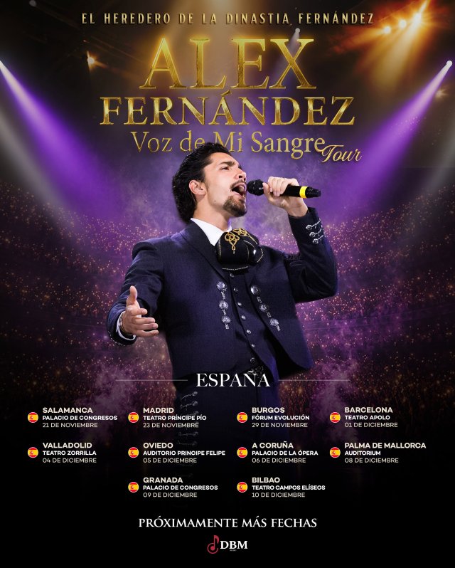 Álex Fernández regresará a España con su «Voz de Mi Sangre Tour» a finales de 2026