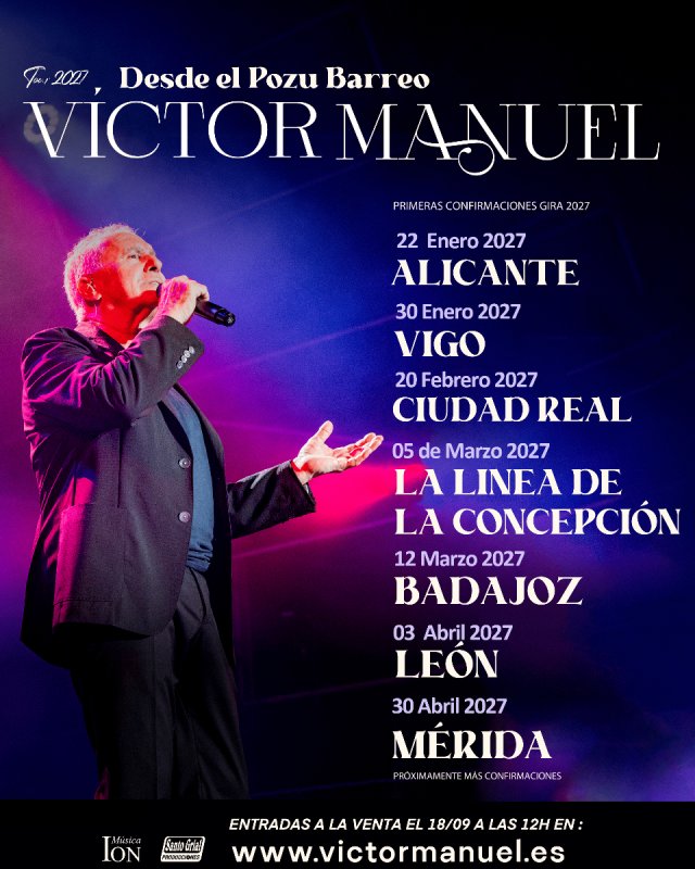 Víctor Manuel desvela las primeras fechas de su gira de 2027