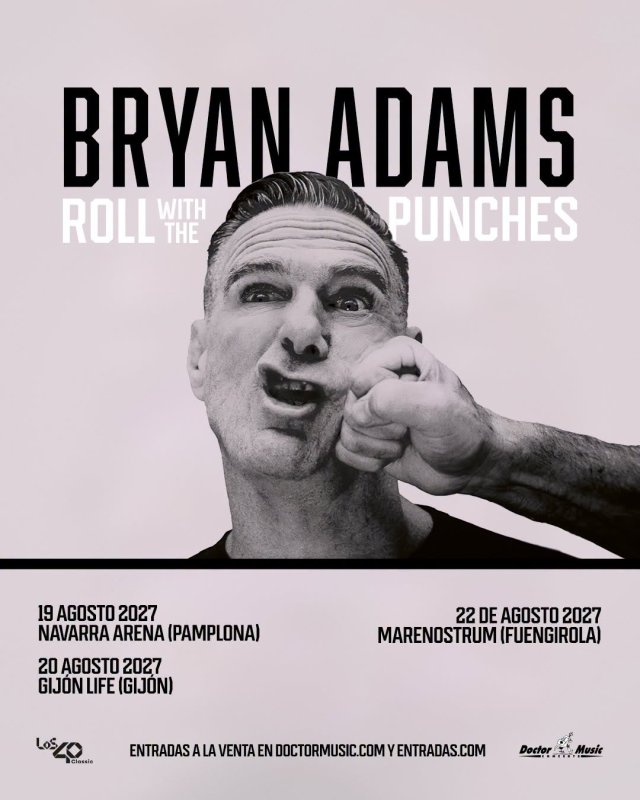 Bryan Adams anuncia tres conciertos en España para agosto de 2027: Pamplona, Gijón y Fuengirola