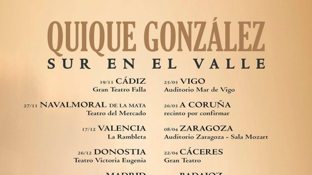 Primeras fechas de la gira "Sur del Valle" de Quique González