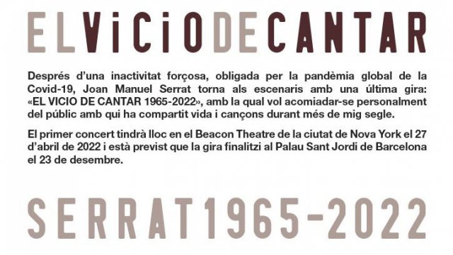 Joan Manuel Serrat anuncia gira despedida en el año 2022