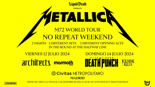 Metallica anuncia un concierto doble en Madrid