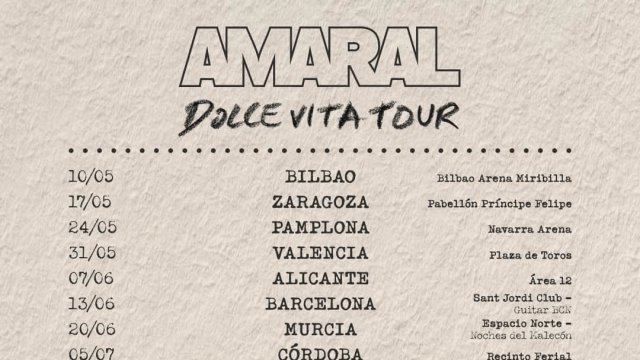 Amaral ha anunciado las primeras actuaciones de la gira Dolce Vita