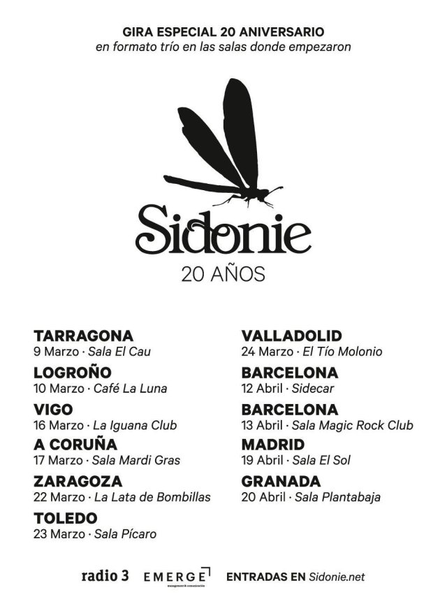 Sidonie anuncian una gira en formato trío para celebrar su 20 aniversario
