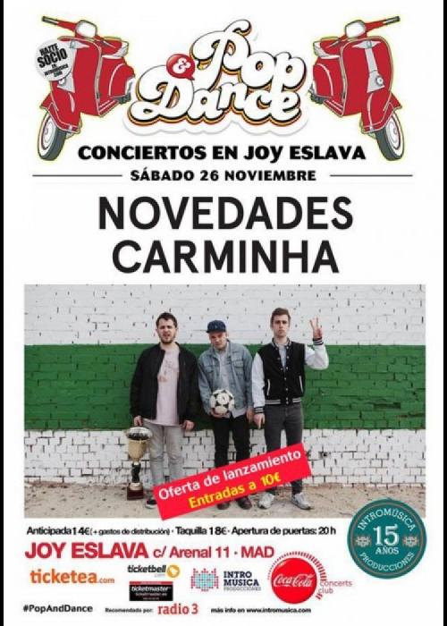 Cartel de Concierto de Novedades Carminha en Madrid