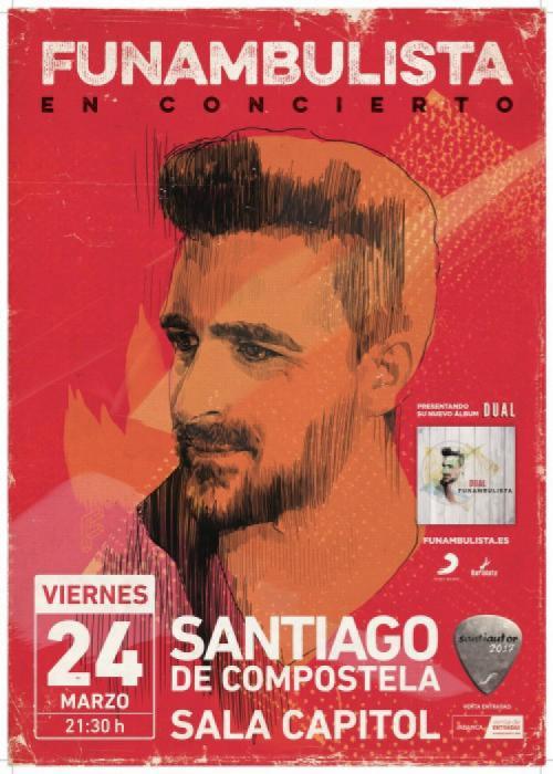 Cartel de Concierto de Funambulista en Santiago de Compostela