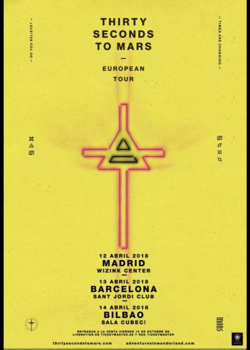 Cartel de Concierto de 30 Seconds to Mars en Barcelona