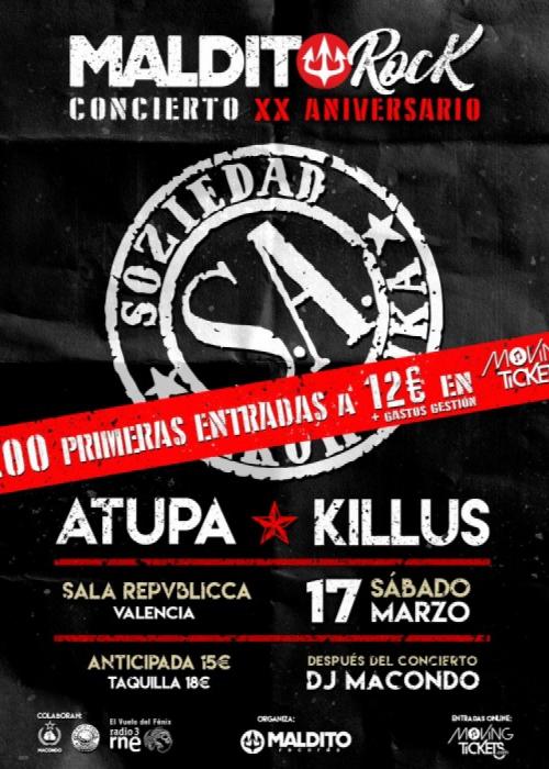 Cartel de Concierto de Soziedad Alkoholika en Mislata