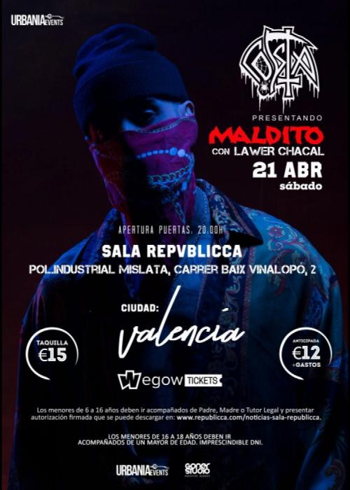 Cartel de Concierto de Costa en Valencia
