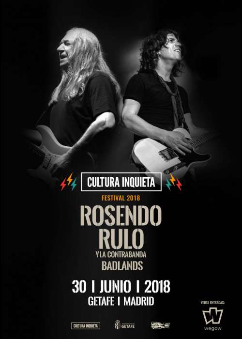 Cartel de Concierto de Rosendo + Rulo y la Contrabanda + Badlands en Getafe
