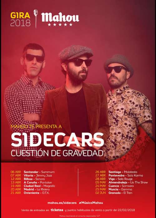 Cartel de Concierto de Sidecars en A Coruña