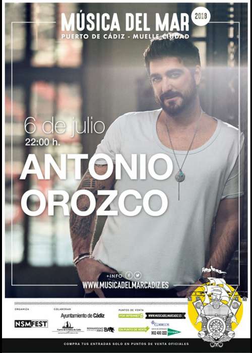 Cartel de Concierto de Antonio Orozco en Cádiz