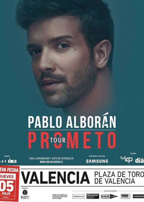 Cartel de Concierto de Pablo Alborán en Valencia
