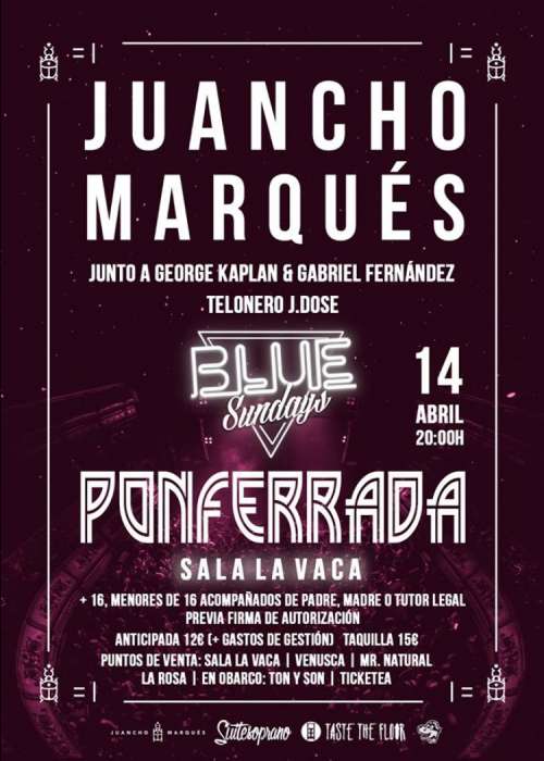 Cartel de Concierto de Juancho Marqués en Ponferrada