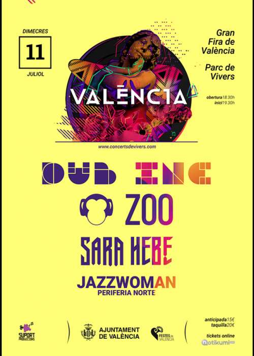 Cartel de Concierto de Dub Inc + ZOO en Valencia