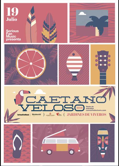 Cartel de Concierto de Caetano Veloso en Valencia