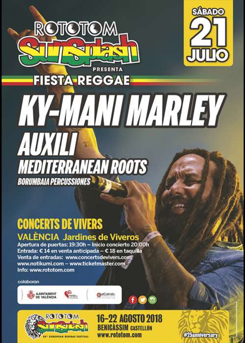 Cartel de Concierto de Ky-Mani Marley en Valencia
