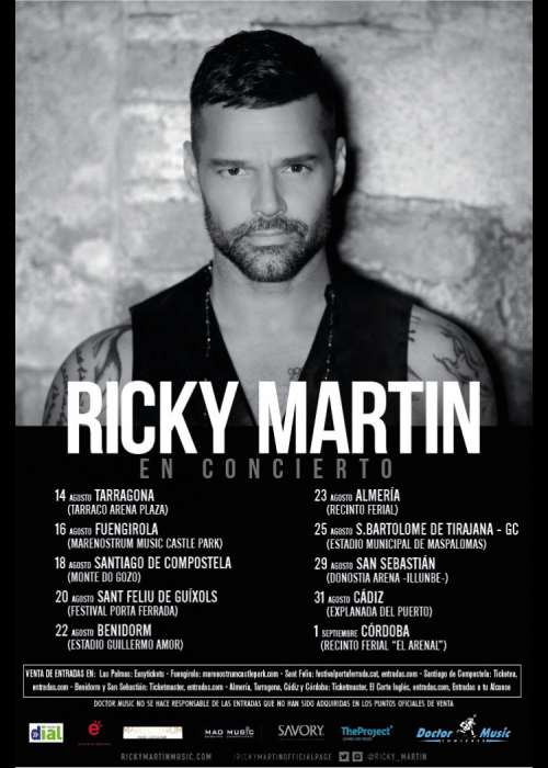 Cartel de Concierto de Ricky Martin en Santiago de Compostela