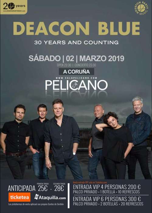Cartel de Concierto de Deacon Blue en A Coruña