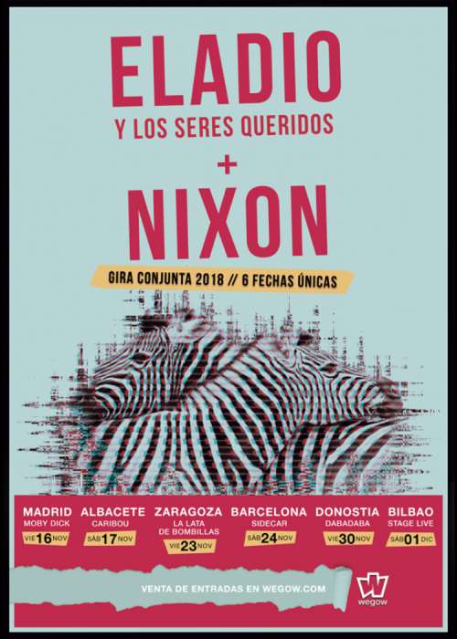 Cartel de Concierto de Eladio y Los Seres Queridos + Nixon en Donostia-San Sebastián