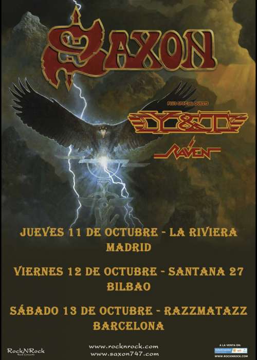 Cartel de Concierto de Saxon + Y&T + Raven en Bilbao