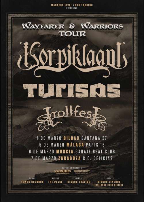 Cartel de Concierto de Korpiklaani + Turisas + Trollfest en Zaragoza