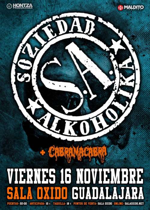 Cartel de Concierto de Soziedad Alkoholika en Guadalajara