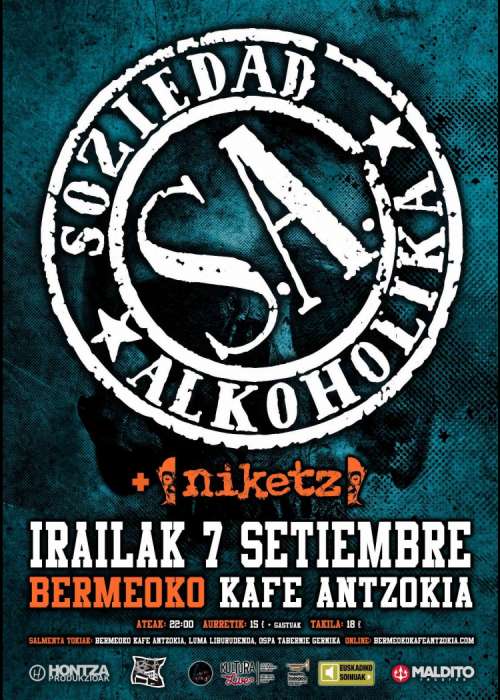 Cartel de Concierto de Soziedad Alkoholika en Bermeo