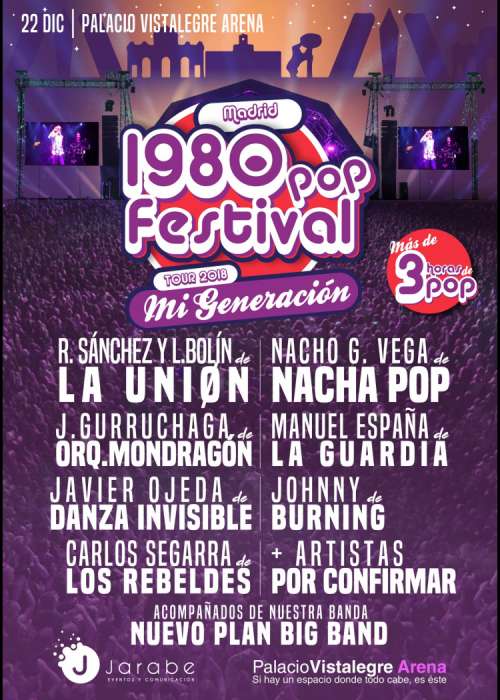 Cartel de 1980 pop festival en Madrid