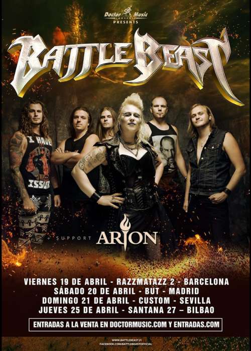 Cartel de Concierto de Battle Beast + Arion en Barcelona
