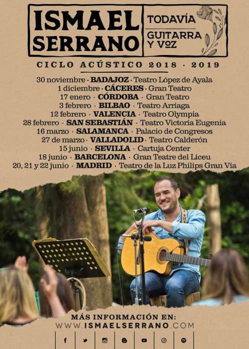 Cartel de Concierto de Ismael Serrano en Cáceres