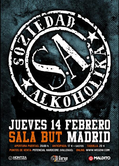 Cartel de Concierto de Soziedad Alkoholika en Madrid